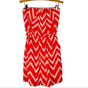 NEW orange white dot strapless dress sundress beach Peach Love Cream large